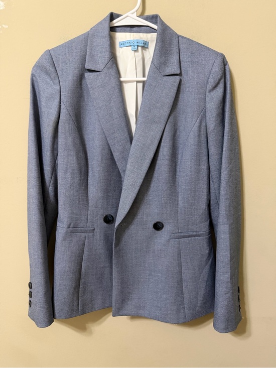 ANTONIO MELANI Jackets & Blazers - Antonio Melani blue Grey Double-Breasted Blazer women’s size 0 career sharp euc